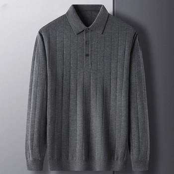 Мъжки пуловер-жилетка с отложным яка, обикновен мъжки блузи без ръкави, на база уютен корейски стил, вязаный за почивка, по-големи размери R147