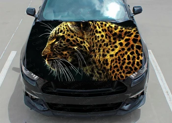 Леопардовые стикер на предния капак на автомобила Винил Графични етикети в опаковка автомобилни стикери Графични етикети на предния капак на Домашни котки по поръчка