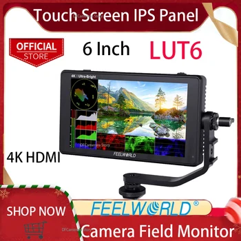 FEELWORLD LUT6 6 инча 2600 гнида HDR 3D LUT сензорен екран DSLR камера поле монитор