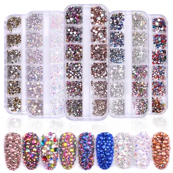 12 Окото Аксесоари за дизайн на ноктите AB Прозрачни Кристали 3D блестящи скъпоценни камъни, Перли САМ маникюр, декорация на нокти, за да проверите за професионалисти