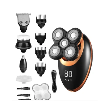 Самобръсначка за мокро и сухо почистване за мъже, машинка за оформяне на брада, самобръсначка, акумулаторна машина за бръснене налысо, комплект за коса с LCD дисплей