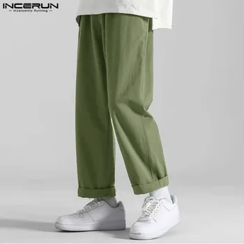 Модерен панталон в разговорния стил INCERUN, Нови Мъжки Ежедневни Прости Обикновен Универсален Панталони, Мъжки Свободни Удобни Дълги Панталони S-5XL