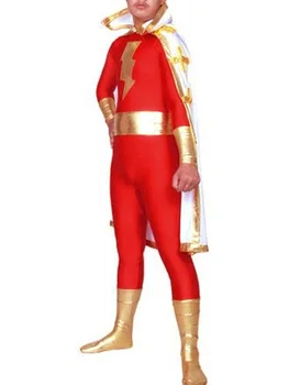 Безплатна доставка Червен костюм на супергерой капитан на Хелоуин с нос