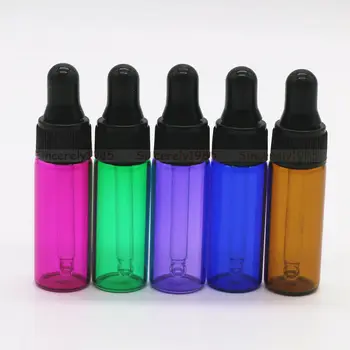 100X 1 мл, 2 мл 3 мл 5 мл микс 5 цвята Стъклена бутилка-краен за етерични масла за еднократна употреба Портативни шишенцата за проби на етерични масла