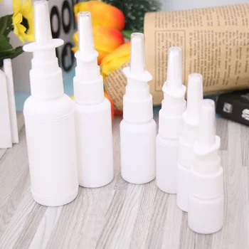 10 бр. бял празен пластмасов спрей за нос, назален помпа, за многократна употреба опаковки, дизайн за медицински опаковки, преносими бутилки