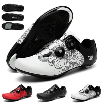 Велосипедна обувки Мтб, мъжки обувки за състезателни велосипеди, самоблокирующиеся пътни велосипедни обувки, дамски обувки, обувки за колоездене, върху плоска подметка