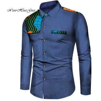 Риза с дълъг ръкав за мъже Басейн Riche Традиционни африкански дрехи мъжки блузи с принтом памучни дрехи в африканския стил дашики Ежедневни риза Wyn792