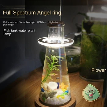 Лампа за аквариум рибки, led пръстен с един ангел, украса пейзаж, пълен, подобрява яркостта и слънчева светлина