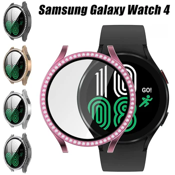 Diamond защитно стъкло + калъф за Samsung Galaxy Watch 4 40 мм 44 мм и защитно покритие защитно фолио за Samsung Galaxy Watch 4