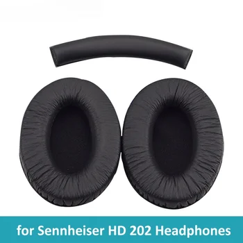 Сменяеми амбушюры, подходящи за Sennheiser HD 202, жични слушалки, носи етикет за услугата слушалки HD202, амбушюры от черна изкуствена кожа