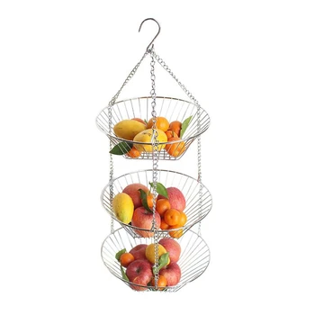 2X Подвесная кошница за плодове, железни художествени 3-слойна кошница, кошница за плодове, кошница за източване, потребителска кошница за съхранение на плодове, промоция