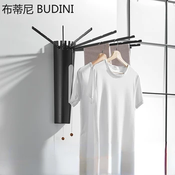 Сгъваема закачалка за дрехи под формата на чадър, закачалка за дрехи на балкона, държач за тоалетна, монтиране на телескопичен органайзер за дрехи, фурна прът