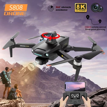 2023 NEW S808 Drone 8K Професионална двойна HD камера, GPS FPV 5 снимка от въздуха Бесщеточный двигател Сгъваем квадрокоптер