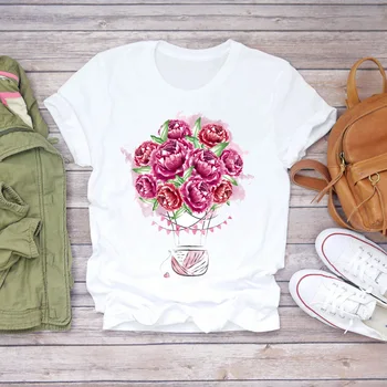Дамски летни тениски с къс ръкав и цветен модел 2021, женска тениска с графичен дизайн, дамска тениска