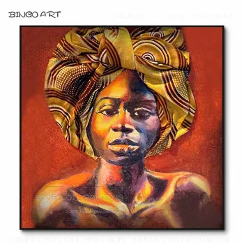 Художник ръчно рисува абстрактни фигура афроамериканки, портрет на жена, живопис с маслени бои върху платно, красота, африканска жена, маслени бои