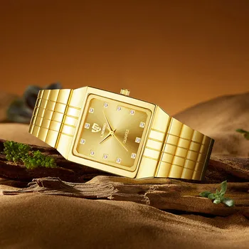 LIEBIG Бизнес мъжки дамски часовници със злато каишка от неръждаема стомана, кварцов часовник, луксозни дамски ръчни часовници, водоустойчиви часовници
