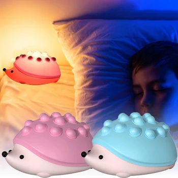 7 Цвята led нощна светлина cartoony таралеж силиконова лампа за похлопывания USB акумулаторна малка странична лампа за Декорация на детска спални подаръци за рожден ден