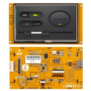 5-Инчов дисплей Модул LCD-TFT HMI Интелектуална серия RS232/TTL със Съпротивление Сензорен панел за Контрол на Промишленото оборудване
