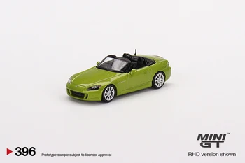 MINI GT 1:64 Honda S2000 (AP2) Лаймово-Зелен Металик MGT00396-CH Модел на колата От сплав, Имитирующая Играчка, Серия детски играчки за момчета