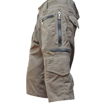 Мъжки къси панталони-карго 2023, летни армейските памучни свободни тактически шорти за бягане, мъжки ежедневни къси панталони с много джобове
