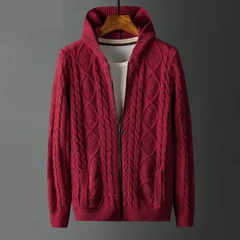 Ново записване, модерен есенно-зимния вязаный мъжки дебела жилетка, модерно ежедневното палто с качулка, пуловер, големи размери M, L, XL, 2XL, 3XL, 4XL