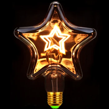 Ретро крушка с пентаграма Едисон, led гъвкава нишка с нажежаема жичка, творческа декоративно осветление, топла светлина, античен форма