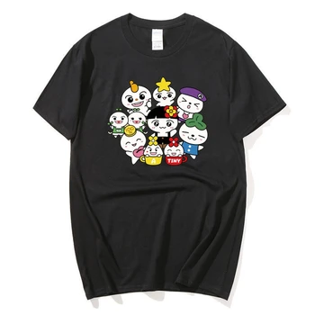 Корейската версия на Kawaii Аниме Бездомни Деца, Дамско тениска, Летен Cartoony Принт, през Цялата деколте, Къс ръкав, Модерен Топ в стил Харадзюку, Жена