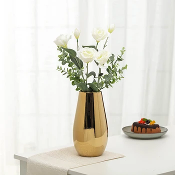 Модерна и креативна златна керамична ваза за цветя, начало декор, вино кабинет, офис, кабинет, хол, маса за хранене за интериора