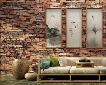 Beibehang, тапети с релефни изображения в стил ретро, тухлена стена, модерен бял 3D ефект, тухлени тапети, като фон, за да украсят дома, 3d тапети