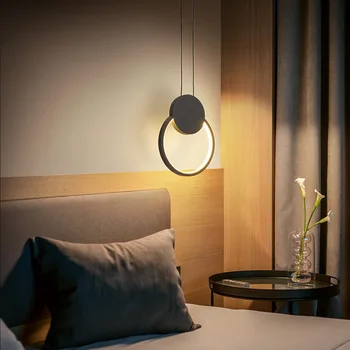 Кръг /Diamond дълга линейна полилей Модерен минималистичен лампа за дневна, ресторант, спалня, нощно полилей с една глава осветление